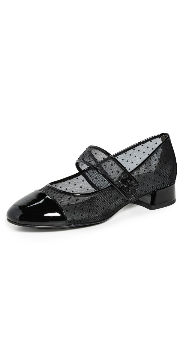 Tory Burch Cap Toe Mary Jane Heel Ballet Flats 25mm Nero/Perfect Black