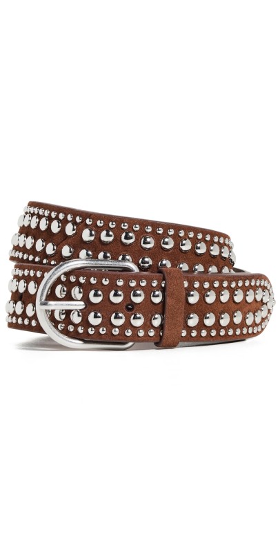 Loeffler Randall Isaac Studded Belt Espresso/Silver