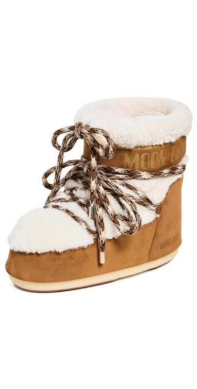 Moon Boot Icon Low Shearling Boots Whiskey/Off White