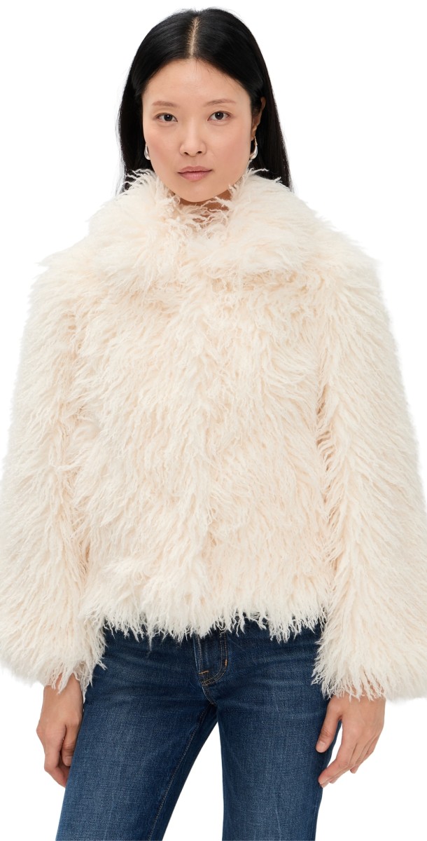 Cinq à Sept Geraldine Faux Fur Coat Ivory/Ivory