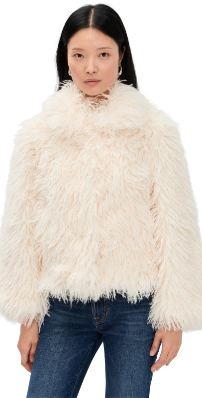 Cinq à Sept Geraldine Faux Fur Coat Ivory/Ivory