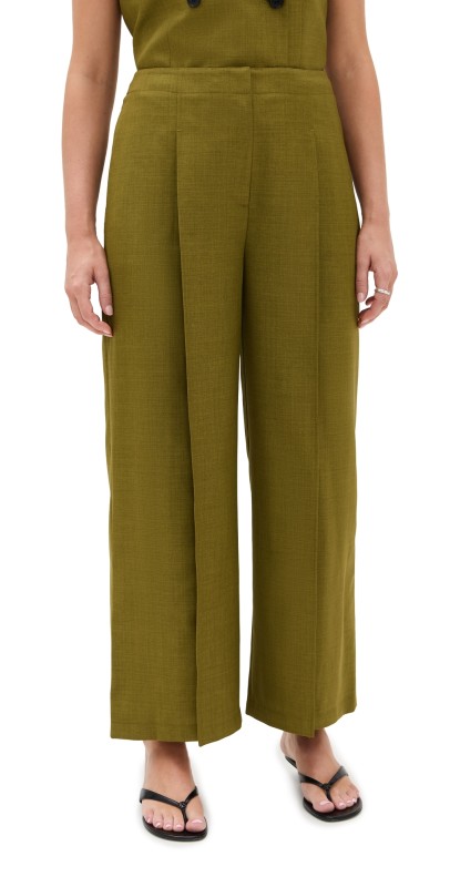 Theory Deep Pleat Pants Avocado