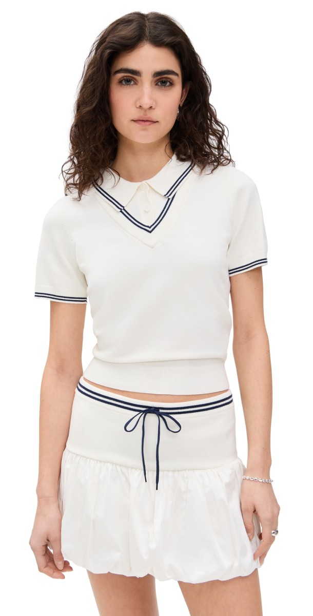 Reformation William Cotton Sweater Set Fior Di Latte