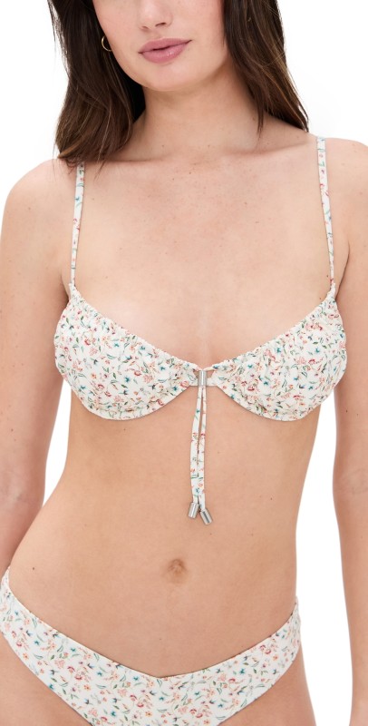 Onia Rose Bikini Top White Multi
