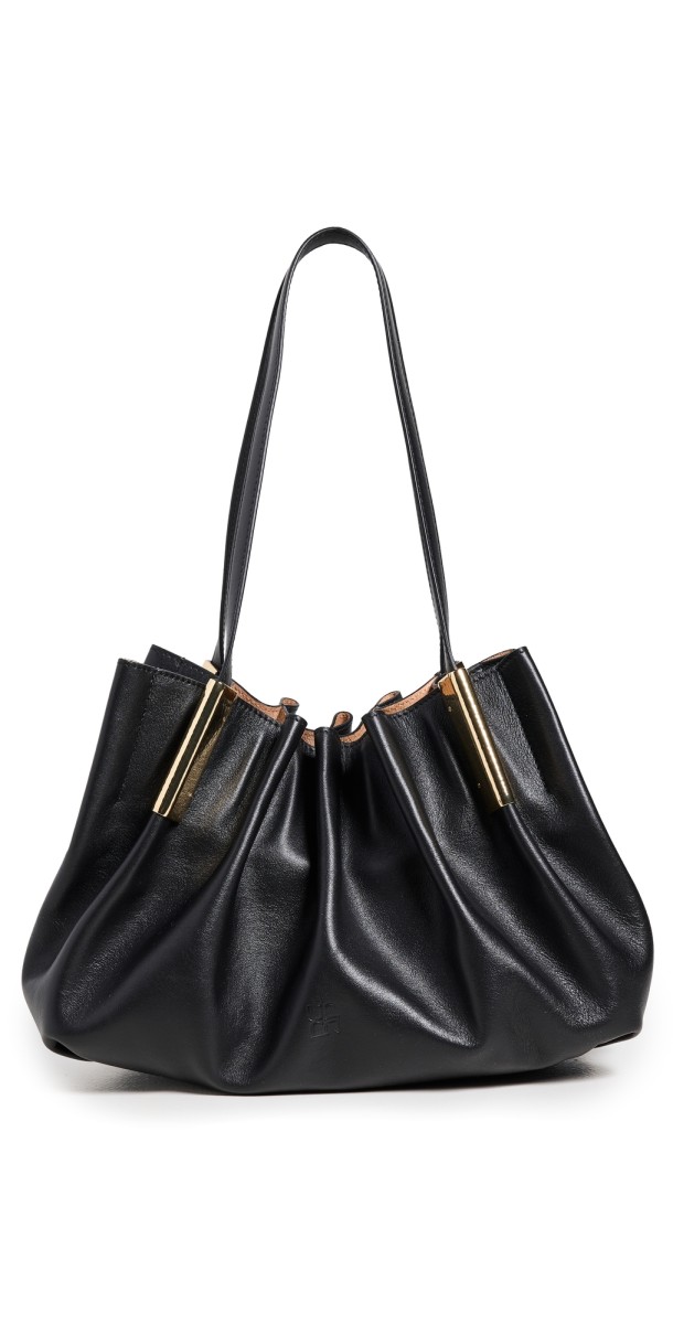 Ulla Johnson Isadora Mini Ruched East-West Tote Noir