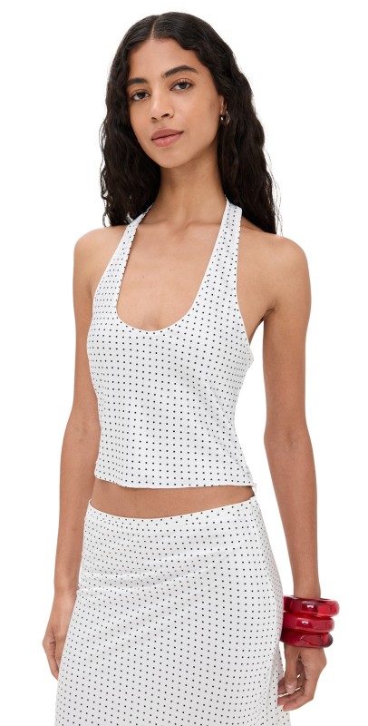 Lioness Roxy Halter Top Porcelain Polka