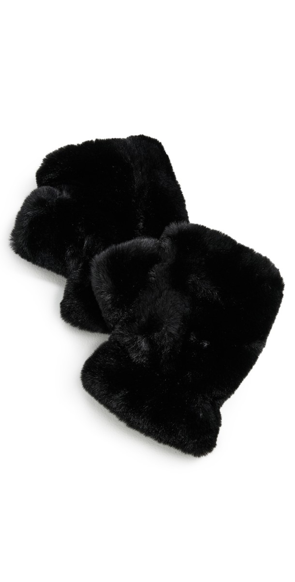Apparis Ariel Faux Fur Fingerless Gloves Noir