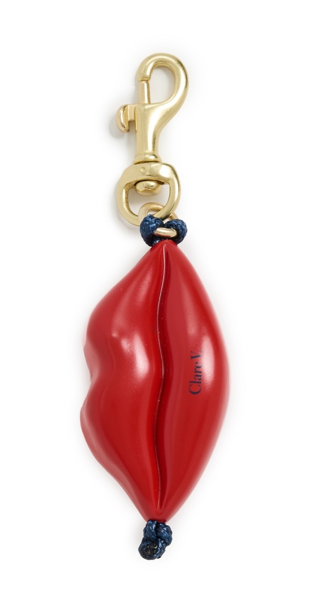 Clare V. Lips Bag Charm Poppy Painted Wood