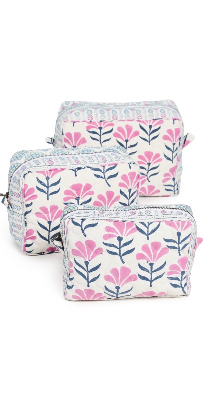 Bell 3 Piece Travel Bags Fuschia Navy Flower