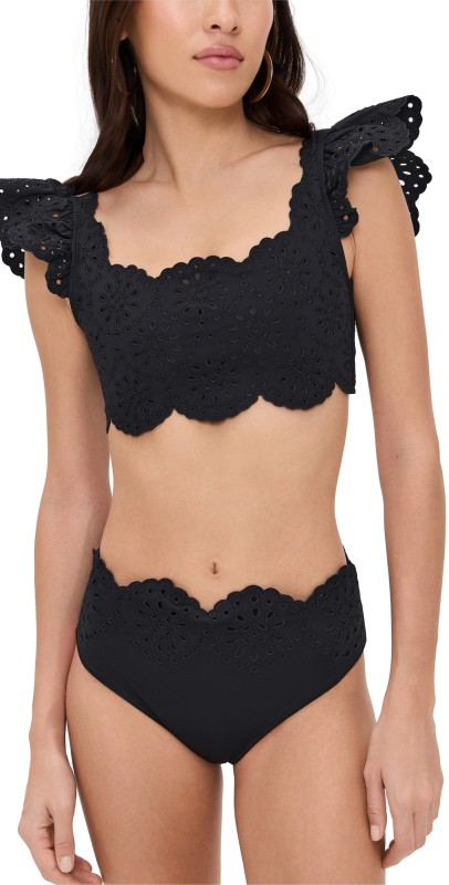 Sea Mae Scallop Bikini Top Black