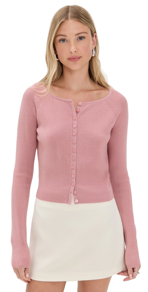 Reformation Meadow Regenerative Cardigan Dusty Rose