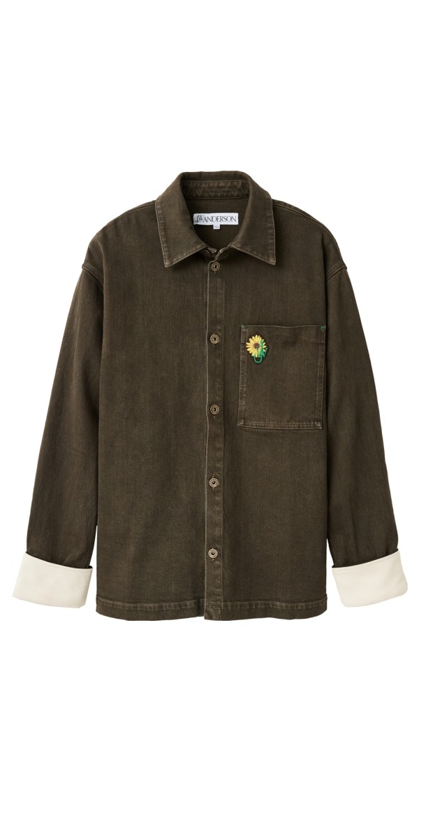 JW Anderson Unisex Oversized Contrast Cuff Shirt Smoke