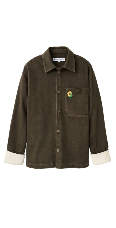 JW Anderson Unisex Oversized Contrast Cuff Shirt Smoke