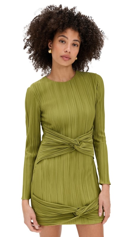Maylé Vásquez Mariel Plisse Dress Forest Green