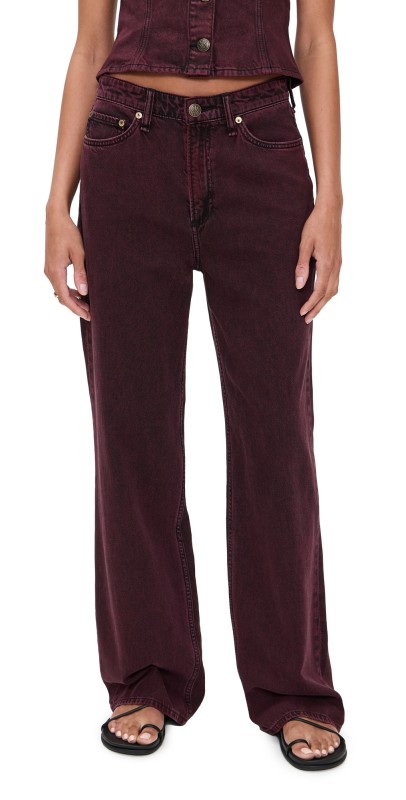rag & bone Featherweight Logan Mid Rise Wide Leg Jeans Burnt Brown