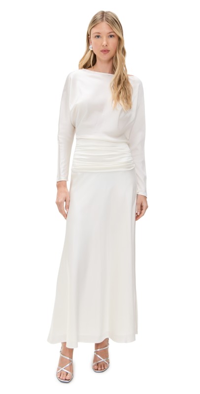 STAUD Freda Silk Dress Ivory
