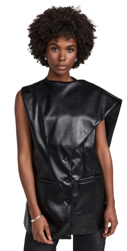Pixie Market Faux Leather Scarf Top Black