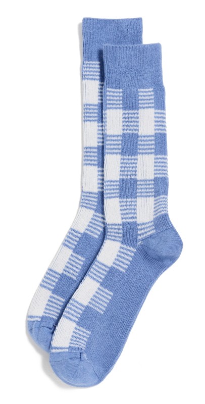 Guest in Residence Gingham Socks French Blue/Cream