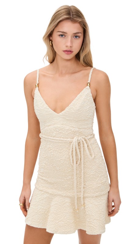 PatBO Papillon Jacquard Mini Dress Beige