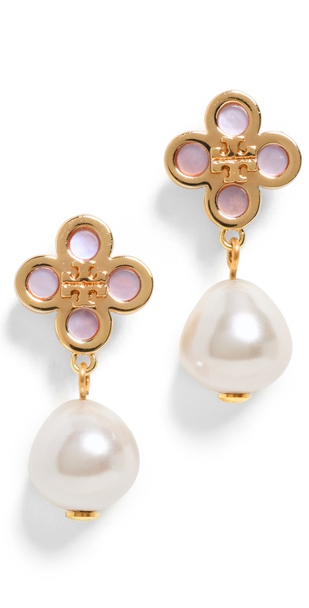Tory Burch Pearl Drop Earrings Tory Gold/Pink