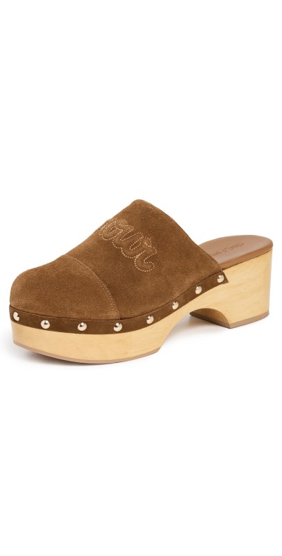 Cinq à Sept Sydney Studded Suede Clogs golden sienna