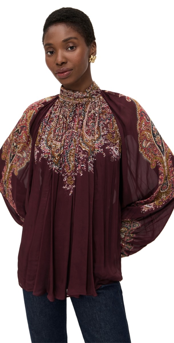Hemant and Nandita Blouse Top Burgundy