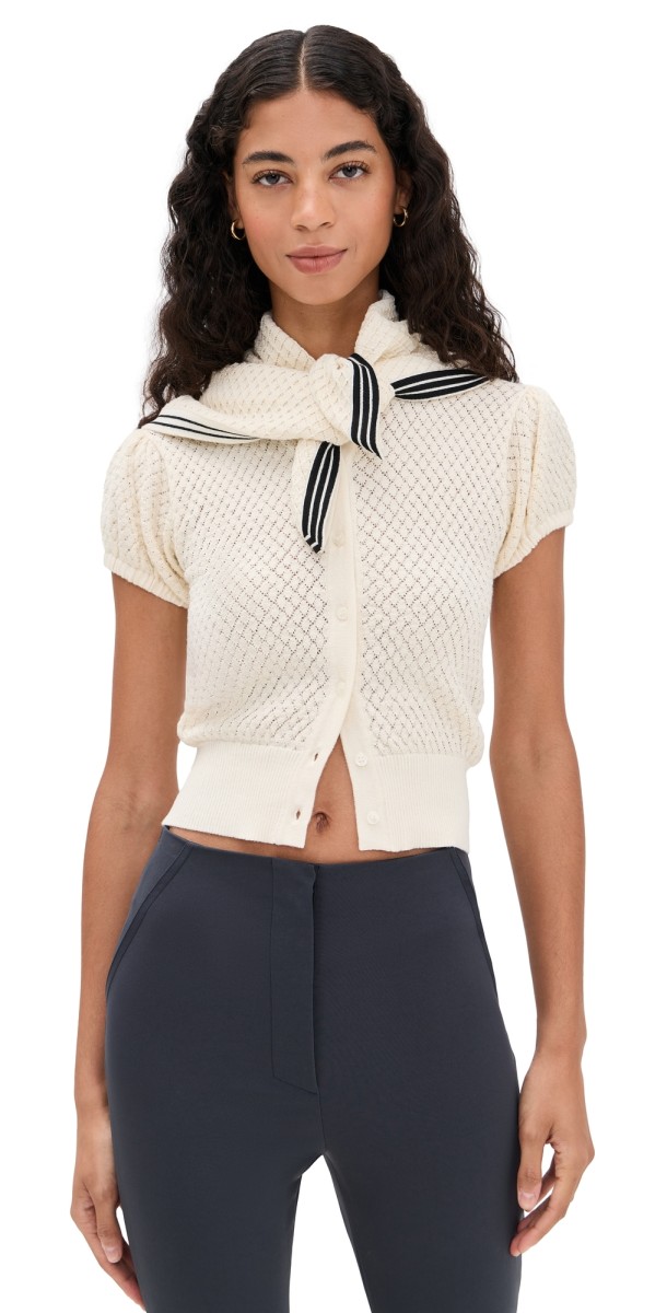 For Love & Lemons Maritime Knit Cardigan & Scarf Cream
