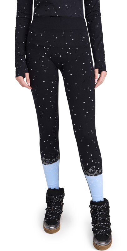 Sweaty Betty Snowflake Base Layer Leggings Blue Snowflake Jacquard