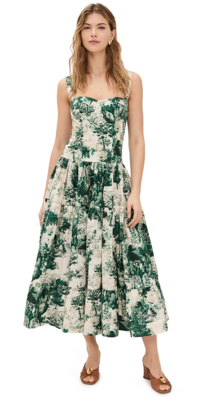 Cara Cara Santiago Midi Dress Gardens Green