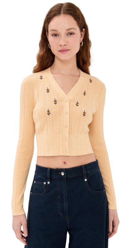 JoosTricot Pointelle Cardigan Honey