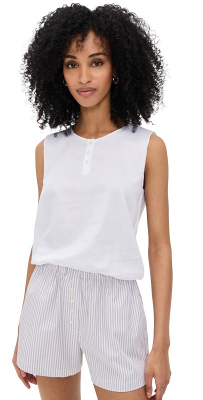 Leset Yoko Sleeveless Button Blouson White