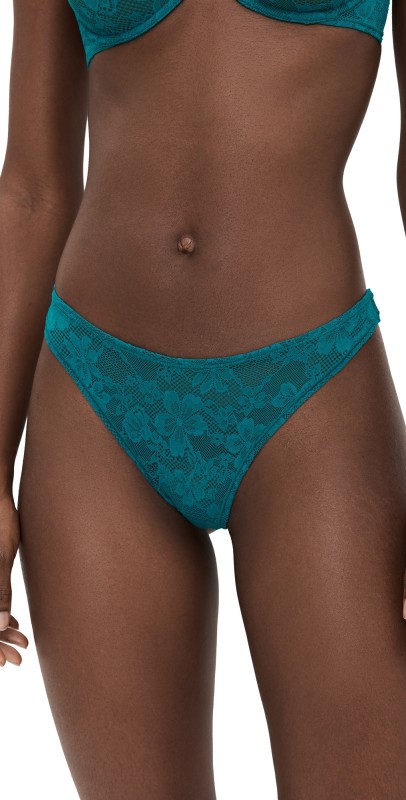Fleur du Mal Le Stretch Lace Thong Aquamarine