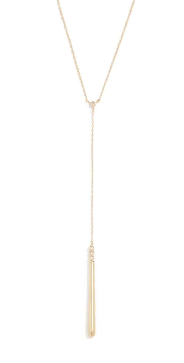 Jennifer Zeuner Jewelry Jade Lariat Necklace Gold Vermeil