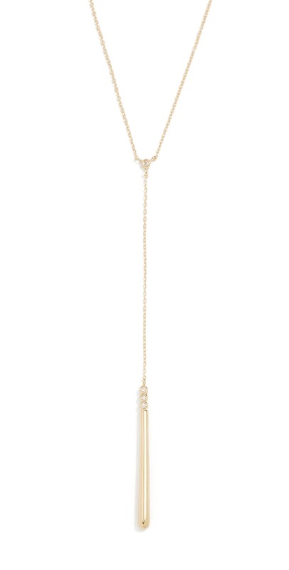 Jennifer Zeuner Jewelry Jade Lariat Necklace Gold Vermeil