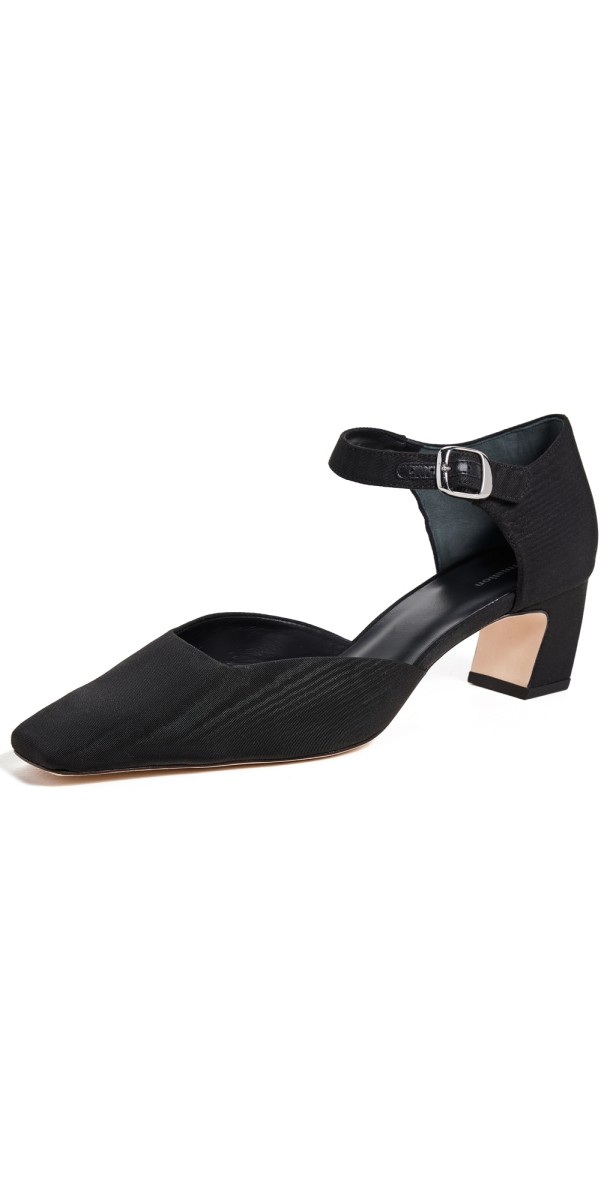 Reformation Denise Pumps Black Moire