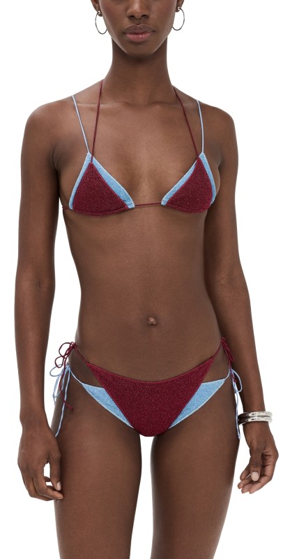 Oseree Lumiere Bicolor Double Bikini Set Crystal/Burgundy