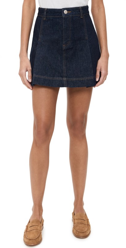 ALIGNE Yolie Pleated Skirt Indigo