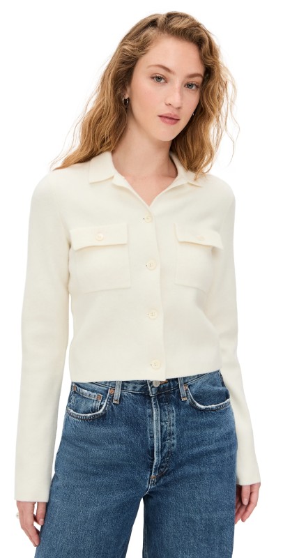 James Perse Sweaterknit Jacket Ivory