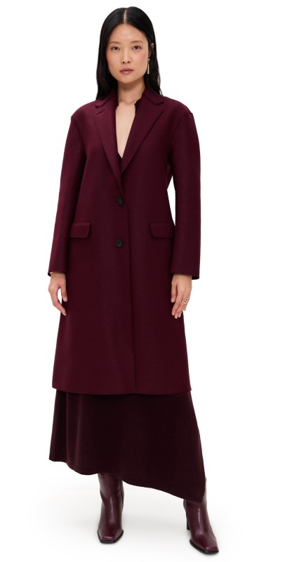 Harris Wharf London Chester Coat Pressed Wool Coat Cinabre