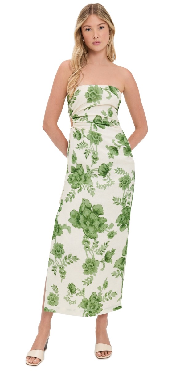 SIR. Gardella Strapless Midi Dress Frisa Print