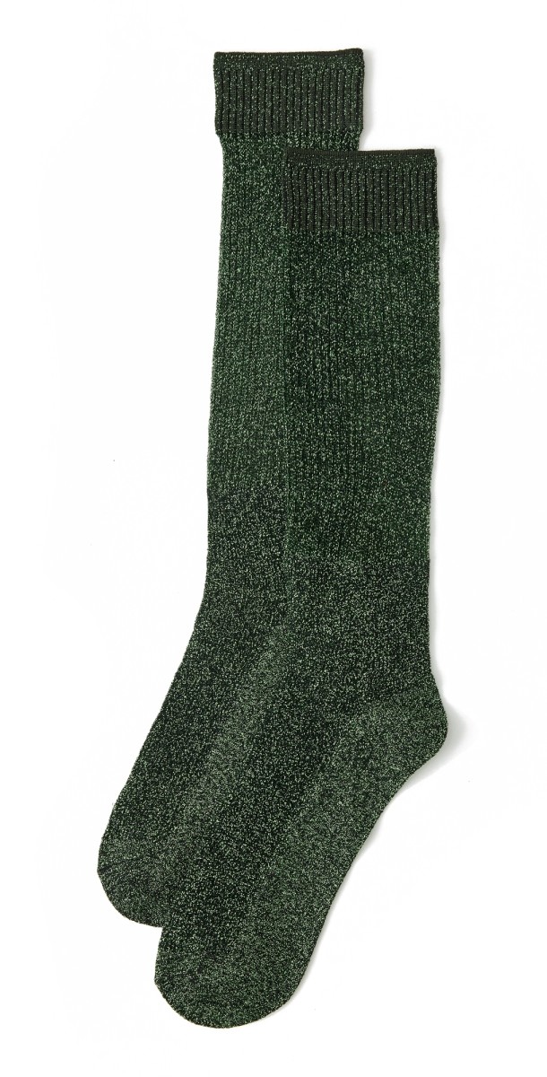 High Heel Jungle Shimmery Lights Metallic Socks Mint Green 10