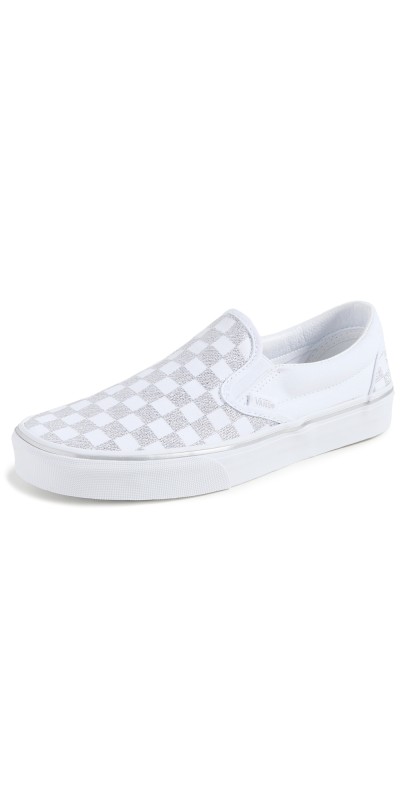 Vans Classic Slip On Sneakers Metallic Chkrboard Embroidery