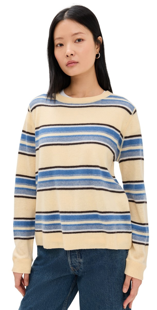 Reformation Cashmere Boyfriend Sweater Parmesan Multi Stripe