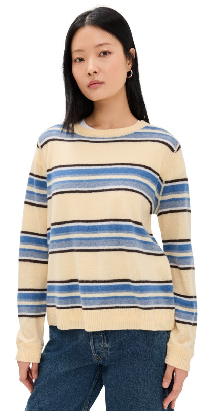 Reformation Cashmere Boyfriend Sweater Parmesan Multi Stripe