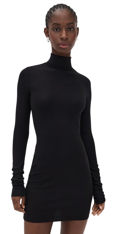 Éterne Long Sleeve Turtleneck Mini Dress Black