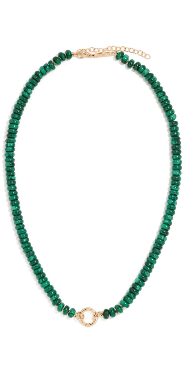 Zoe Chicco 14k Gold Malachite Beads Necklace Gr