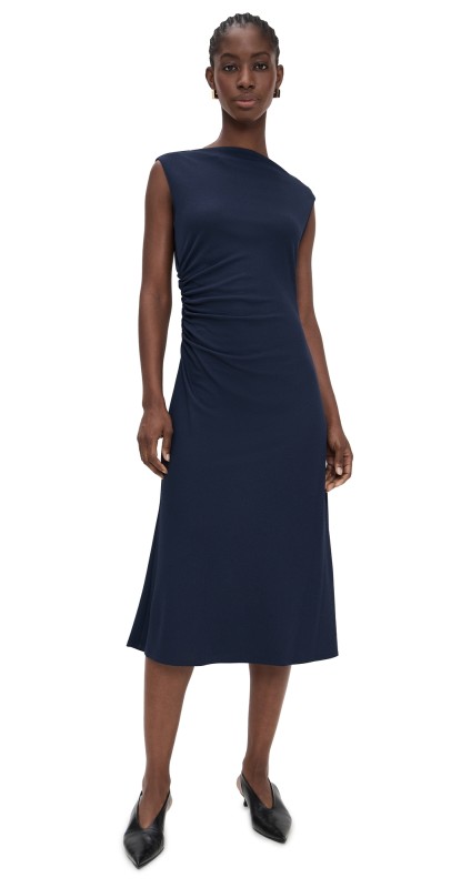 Theory Boat Neck Drape Dress Navy