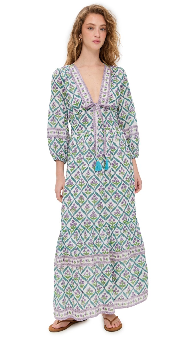 Bell Magnolia Maxi Dress Turquoise Purple Diamond
