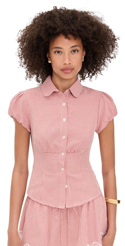 GUIZIO Liana Gingham Top Red Love