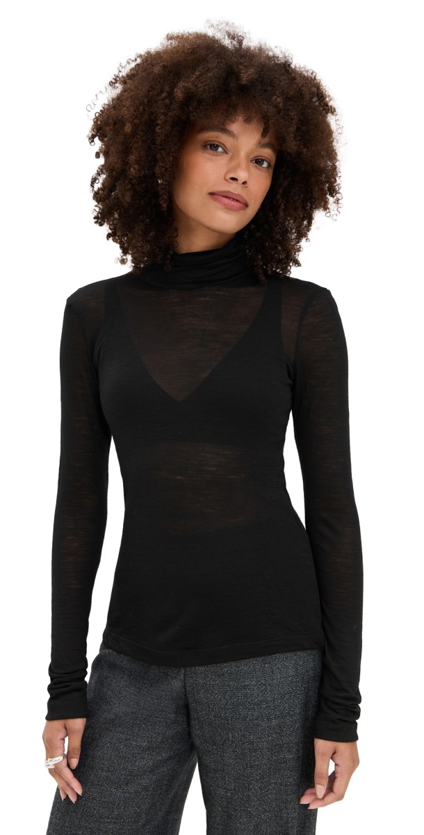MEIMEIJ Long Sleeve Fitted Jersey Lana Turtleneck Black